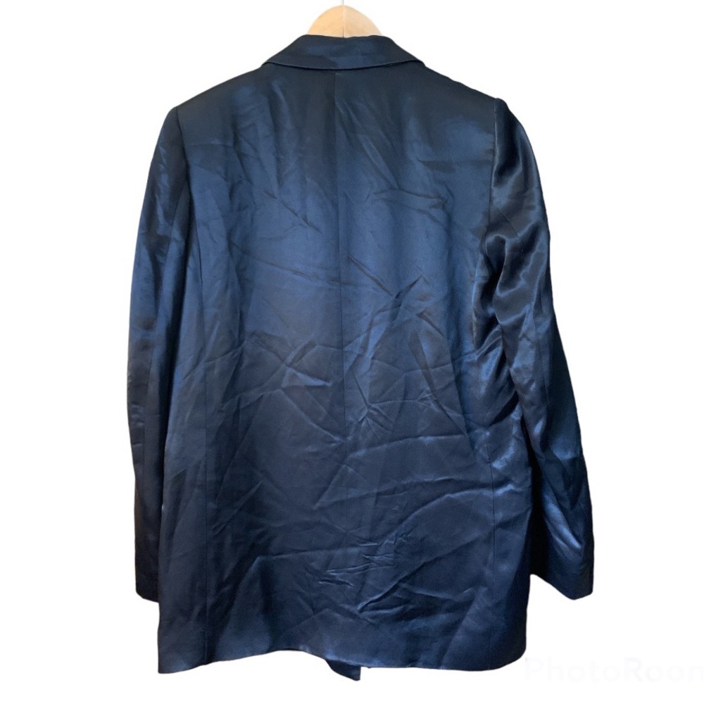 Zara Turned-Up Cuff Satin Effect Blazer Black Size S - Picture 8 of 12